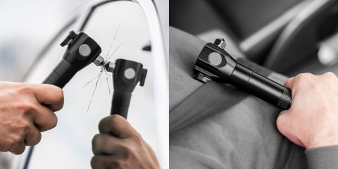 Akumulatorowa latarka wielofunkcyjna Rebel (zoom, nożyk, młotek do szyby).