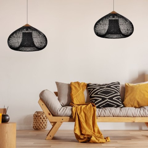 Sufitowa naturalna lampa rattanowa wisząca - 40cm - czarna