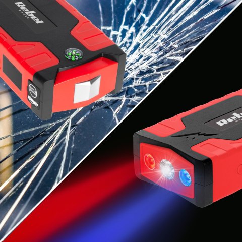 Jump starter - power bank z przewodami rozruchowymi i kompresorem