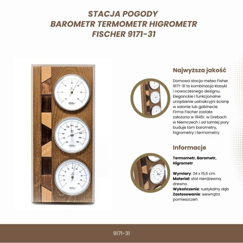 Stacja pogody - Barometr Higrometr Termometr - Fischer 9171-31