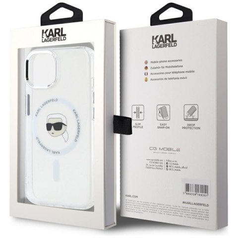 Karl Lagerfeld IML Metal Karl Head MagSafe - Etui do iPhone 15 Plus (biały)