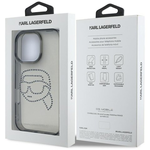 Karl Lagerfeld IML Rhinestones Karl Head - Etui do iPhone 16 Pro (czarny)