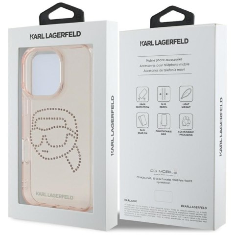 Karl Lagerfeld IML Rhinestones Karl Head - Etui do iPhone 16 Pro (różowy)
