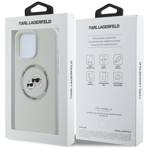 Karl Lagerfeld Silicone Double Heads And Circle MagSafe - Etui do iPhone 16 Pro (beżowy)