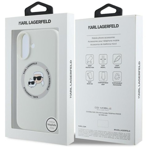 Karl Lagerfeld Silicone Double Heads And Circle MagSafe - Etui do iPhone 16 (beżowy)