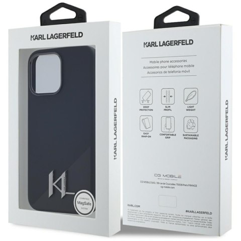 Karl Lagerfeld Silicone Shadow Metal Initial MagSafe - Etui do iPhone 15 Pro (czarny)