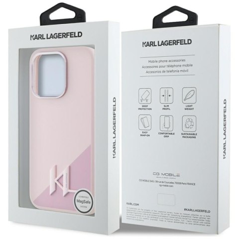 Karl Lagerfeld Silicone Shadow Metal Initial MagSafe - Etui do iPhone 15 Pro (różowy)