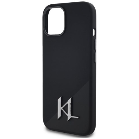 Karl Lagerfeld Silicone Shadow Metal Initial MagSafe - Etui do iPhone 15 (czarny)