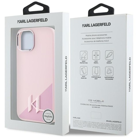 Karl Lagerfeld Silicone Shadow Metal Initial MagSafe - Etui do iPhone 15 (różowy)
