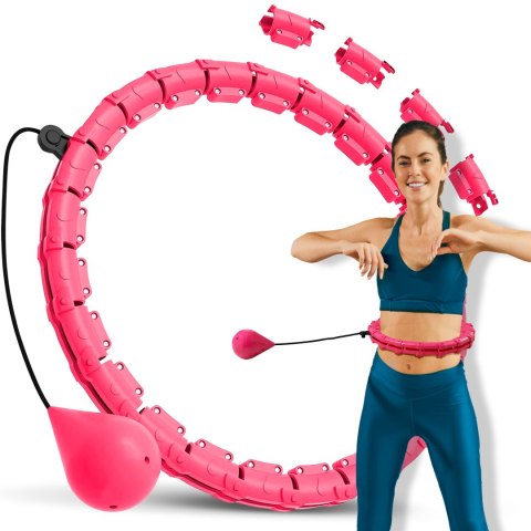 Smart Hula Hop odchudzające koło z wypustkami i obciążeniem 50cm, różowe, REBEL ACTIVE