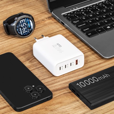 Ładowarka sieciowa Kruger&Matz 140 W GaN z funkcją Quick Charge i Power Delivery