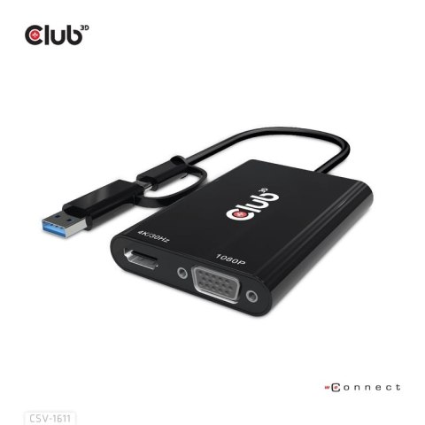 CLUB3D CSV-1611 zewnętrzna karta graficzna usb 3840 x 2160 px Czarny