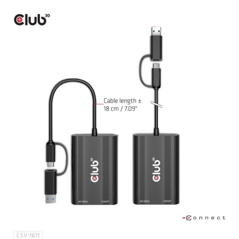 CLUB3D CSV-1611 zewnętrzna karta graficzna usb 3840 x 2160 px Czarny