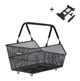 Kosz tylny na bagażnik BASIL CENTO S MIK, MIK System (ready to go), Adaptor Plate 2.0 (blokada), stalowy czarny (NEW)