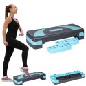Step do aerobiku i ćwiczeń fitness, 3 stopnie, 78cm, szaro-niebieski, REBEL ACTIVE