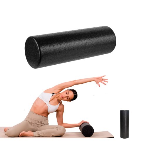Wałek do masażu, roller 15x45cm, kolor czarny, materiał EPP, REBEL ACTIVE
