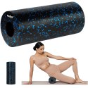 Wałek do masażu, roller piankowy gładki 14x33cm, kolor czarno-niebieski, materiał EPP, REBEL ACTIVE