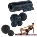 Zestaw wałek do masażu, mini roller, 2 piłki, 2 duoball-e , 6 elementów, kolor czarno-niebieski, materiał EPP, REBEL ACTIVE