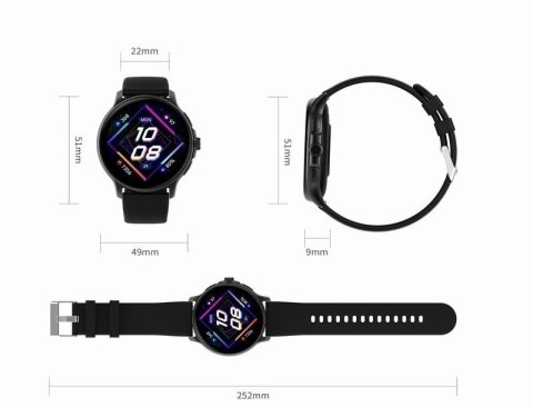 Smartwatch Damski GRAVITY GT12-1 Czarny Pasek Silikonowy + Czarna Bransoleta