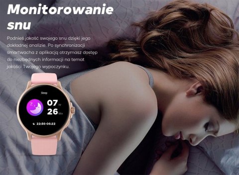 Smartwatch Damski GRAVITY GT12-3 Różowy Pasek Silikonowy + Bransoleta Różowe Złoto