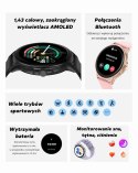 Smartwatch Damski GRAVITY GT12-4 Czarny Pasek Silikonowy + Bransoleta Różowe Złoto