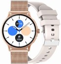 Smartwatch Damski GRAVITY GT12-5 Szary Pasek Silikonowy + Bransoleta Różowe Złoto