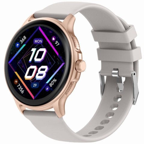 Smartwatch Damski GRAVITY GT12-5 Szary Pasek Silikonowy + Bransoleta Różowe Złoto