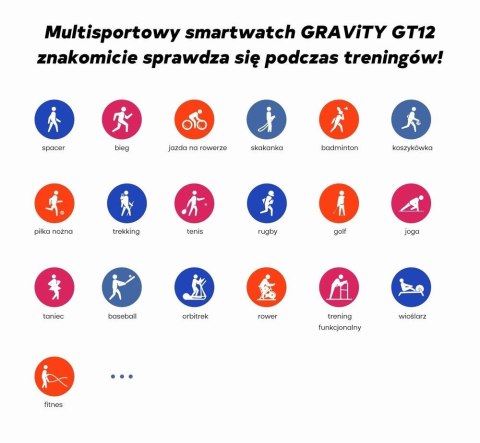 Smartwatch Damski GRAVITY GT12-5 Szary Pasek Silikonowy + Bransoleta Różowe Złoto