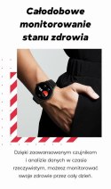 Smartwatch Damski GRAVITY GT12-5 Szary Pasek Silikonowy + Bransoleta Różowe Złoto