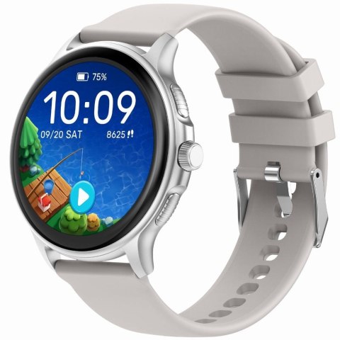 Smartwatch Damski GRAVITY GT12-8 Biały Pasek Silikonowy + Srebrna Bransoleta