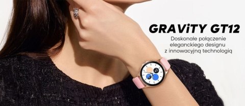 Smartwatch Damski GRAVITY GT12-8 Biały Pasek Silikonowy + Srebrna Bransoleta