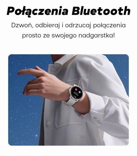 Smartwatch Damski GRAVITY GT12-8 Biały Pasek Silikonowy + Srebrna Bransoleta