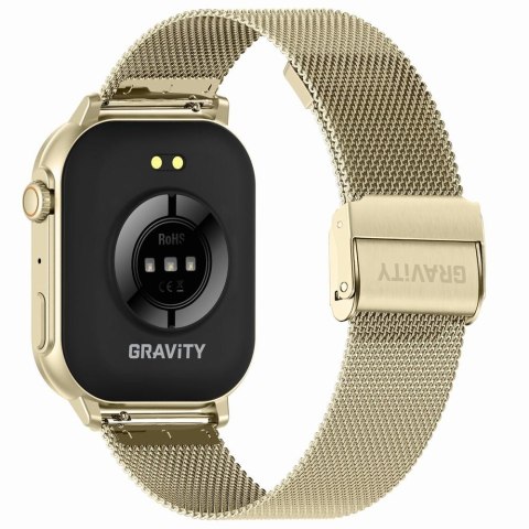 Smartwatch Damski GRAVITY GT15-10 Biały Pasek Silikonowy + Złota Bransoleta