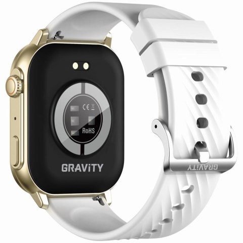Smartwatch Damski GRAVITY GT15-10 Biały Pasek Silikonowy + Złota Bransoleta