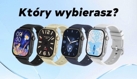 Smartwatch Damski GRAVITY GT15-11 Granatowy Pasek Silikonowy + Złota Bransoleta