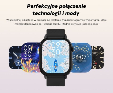 Smartwatch Damski GRAVITY GT15-12 Granatowy Pasek Silikonowy + Czarna Bransoleta