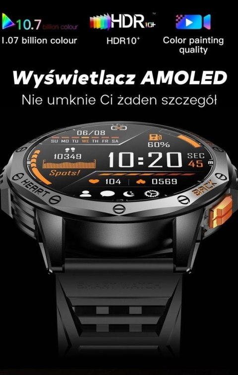 Smartwatch Męski GRAVITY GPS GT24-1 Czarny Pasek Silikonowy + Granatowy Pasek Silikonowy
