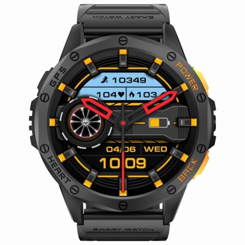 Smartwatch Męski GRAVITY GPS GT24-3 Czarny Pasek Silikonowy + Pomarańczowy Pasek Silikonowy