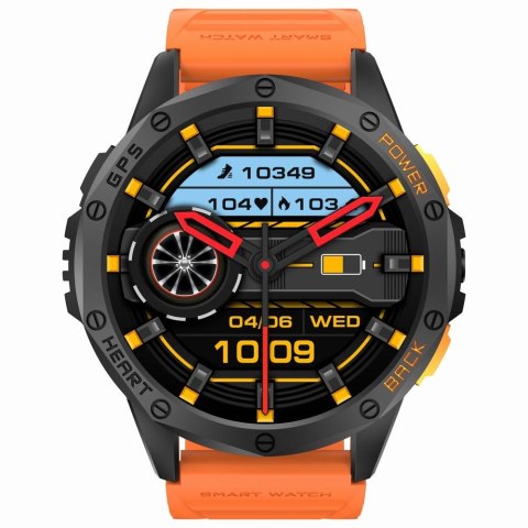 Smartwatch Męski GRAVITY GPS GT24-3 Czarny Pasek Silikonowy + Pomarańczowy Pasek Silikonowy
