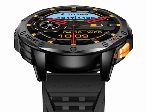 Smartwatch Męski GRAVITY GPS GT24-3 Czarny Pasek Silikonowy + Pomarańczowy Pasek Silikonowy