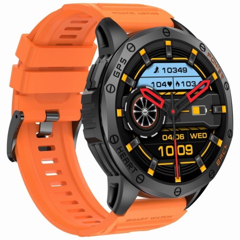 Smartwatch Męski GRAVITY GPS GT24-3 Czarny Pasek Silikonowy + Pomarańczowy Pasek Silikonowy