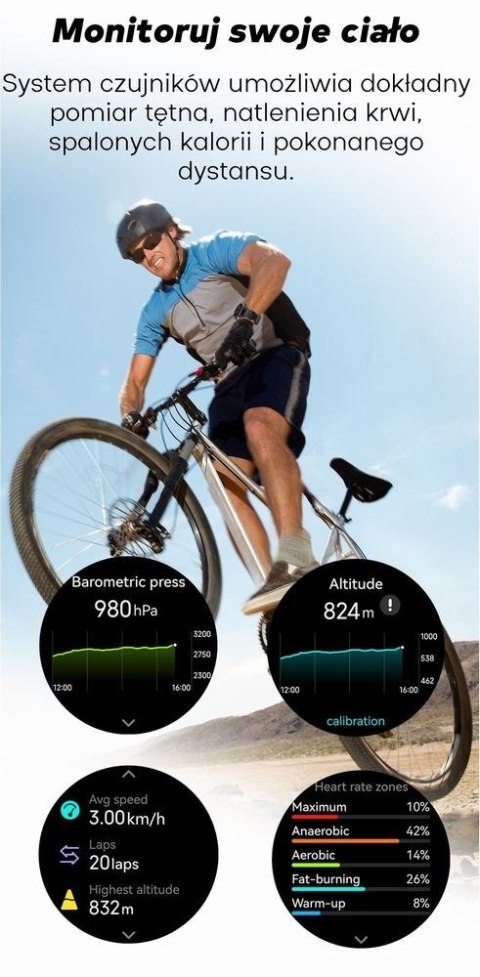 Smartwatch Męski GRAVITY GPS GT24-3 Czarny Pasek Silikonowy + Pomarańczowy Pasek Silikonowy