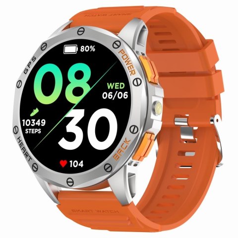 Smartwatch Męski GRAVITY GPS GT24-4 Czarny Pasek Silikonowy + Pomarańczowy Pasek Silikonowy