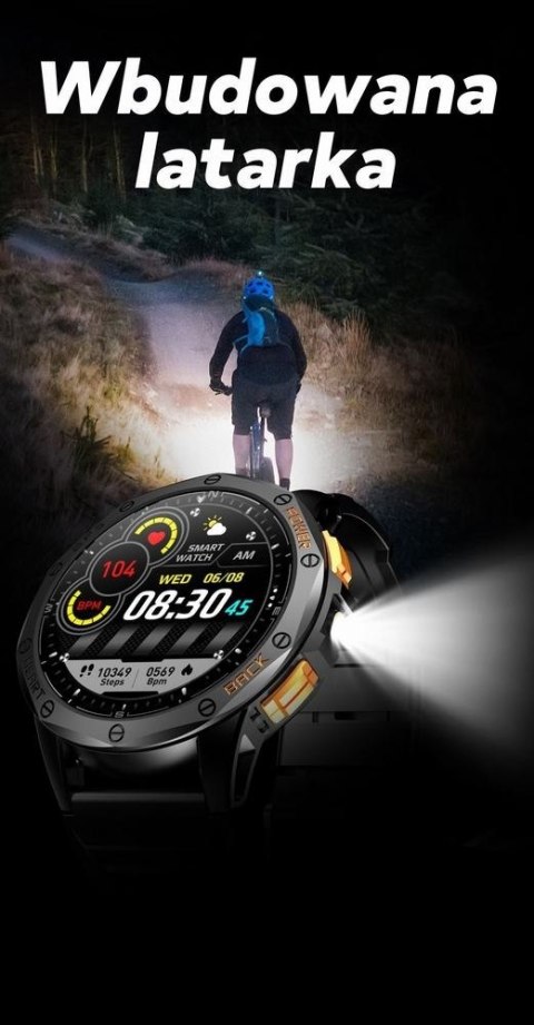 Smartwatch Męski GRAVITY GPS GT24-4 Czarny Pasek Silikonowy + Pomarańczowy Pasek Silikonowy