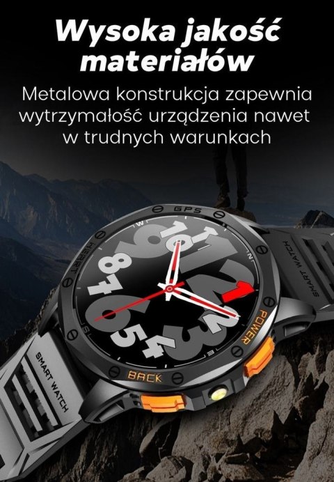 Smartwatch Męski GRAVITY GPS GT24-5 Czarny Pasek Silikonowy + Zielony Pasek Silikonowy