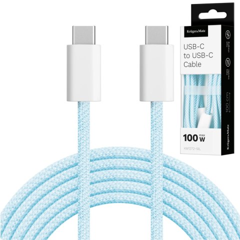 Kabel USB typu C - USB typu C 100 W 1 m niebieski Kruger&Matz Basic