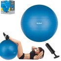 Piłka gimnastyczna rehabilitacyjna 55cm z pompką ręczną, kolor niebieski , REBEL ACTIVE