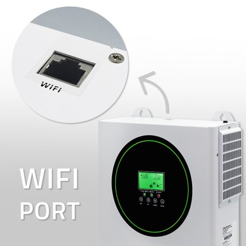 Qoltec Hybrydowy inwerter solarny Off-Grid 3500kW | 100A | 24V | MPPT | Sinus | opcja Wi-Fi | Power Factor 1.0