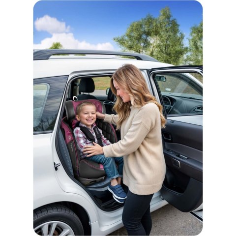 Fotelik samochodowy Nukido Prestige Line czarno-różowy 0-36 kg ISOFIX