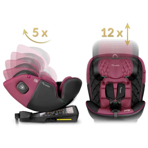 Fotelik samochodowy Nukido Prestige Line czarno-różowy 0-36 kg ISOFIX